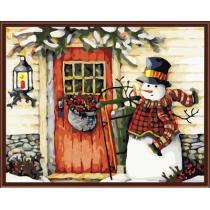oil painting by numbers handpainted wholesales 2015 home and still life snowman design painting GX6489