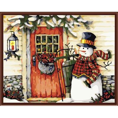 oil painting by numbers handpainted wholesales 2015 home and still life snowman design painting GX6489