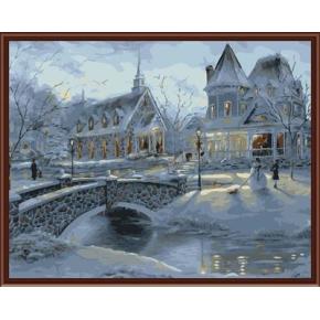 fábrica nuevo diseño de pintura por número de nieve del paisaje pintura al óleo gx6376