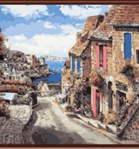Abstracto de la ciudad paisaje pintura en la lona pintura al óleo by números, pintura al óleo GX6367