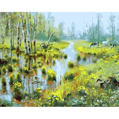GX6606 yiwu factory abstract naturel landscape canvas oil painting village landscape painting