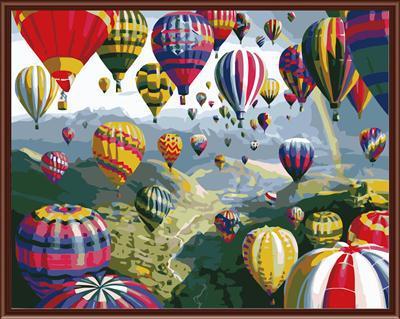 nature landscape coloring by numbers kit handmaded painting fire balloon photo GX6524