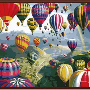 nature landscape coloring by numbers kit handmaded painting fire balloon photo GX6524