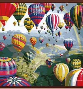 nature landscape coloring by numbers kit handmaded painting fire balloon photo GX6524
