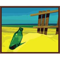 still life sand beach and bottle design abstract oil painting by numbers GX6540