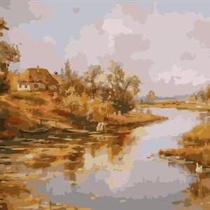 GX6610 yiwu factory abstract naturel landscape canvas oil painting village landscape painting art suppliers