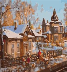 canvas painting by numbers GX6560 snow town design