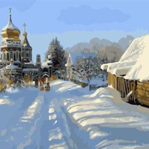 handmaded oil painting by numbers abstract snow city landscape canvas oil painting GX6577