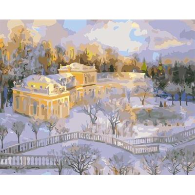 pintura al óleo pintura kit para principiantes set gx6596 yiwu fábrica de nieve abstracto paisaje de la ciudad de lona pintura al óleo
