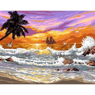 abstract oil paint by number GX6699 yiwu art suppliers naturel seascape