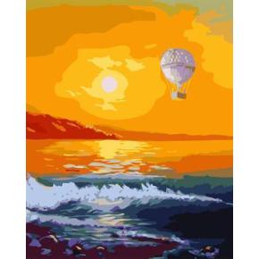 Feuer ballon Sonnenuntergang seelandschaft Öl leinwand malen nach zahlen gx6648 malen Junge en71-123, ce