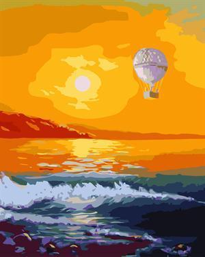 fire balloon sunset seascape oil canvas painting by numbers GX6648 paint boy EN71-123,CE
