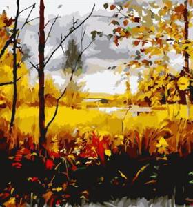 GX6613 yiwu factory abstract naturel landscape canvas oil painting by numbers tree design painting