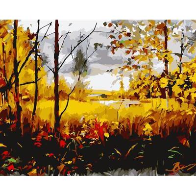 GX6613 yiwu factory abstract naturel landscape canvas oil painting by numbers tree design painting