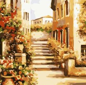 town landscape canvs oil paint by number GX6683 yiwu art suppliers