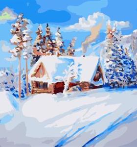 Schnee dorf Landschaft malen nach zahlen gx6651 malen Junge en71-123, ce