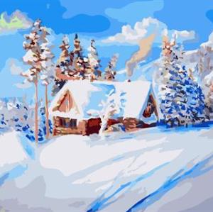 snow village landscape painting by numbers GX6651 painting paint boy EN71-123,CE