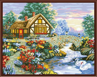 GX6808 paint by number 2015 village landscape hot selling picture