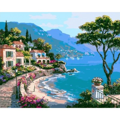 GX6919 abstract oil painting by numbers canvas oil painting seascape yiwu factory paint boy brand