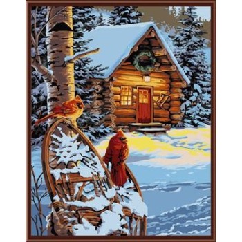 handmaded painting by numbers GX6831 snow house landscape