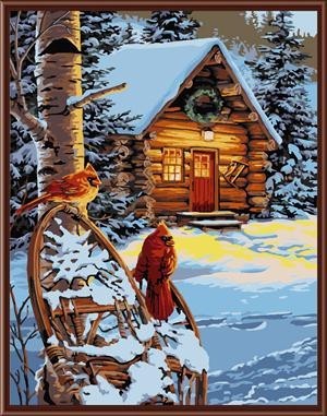 handmaded painting by numbers GX6831 snow house landscape