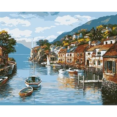 GX6925 abstract oil painting by numbers village landscape canvas oil painting
