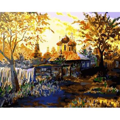 abstract oil painting by number naturel village design kit painting for beginners set GX6603