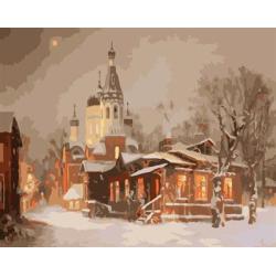 gx6611 yiwu fabrik abstrakte naturel landschaft leinwand Öl malen nach zahlen schnee stadt malerei