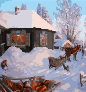 abstract oil painting on canvas GX6615 paint by number snow village landscape painting