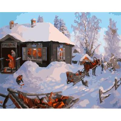 abstracto pintura al óleo sobre lienzo de pintura gx6615 por número de nieve del pueblo la pintura de paisaje