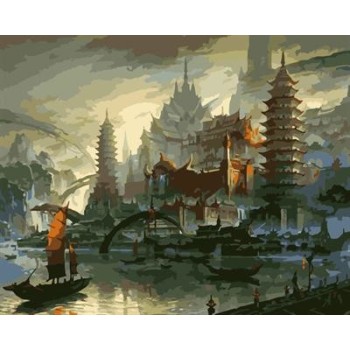 canvas oil painting by numbers city landscape yiwu wholesales GX6940