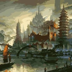 canvas oil painting by numbers city landscape yiwu wholesales GX6940