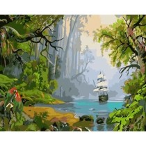 abstract canvas oil painting by numbers naturel landscape yiwu wholesales GX6950 paint boy brand