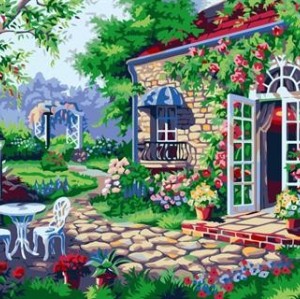 oil painting by numbers garden landscape flower picture painting on canvas GX6960 paint boy brand