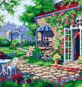 oil painting by numbers garden landscape flower picture painting on canvas GX6960 paint boy brand