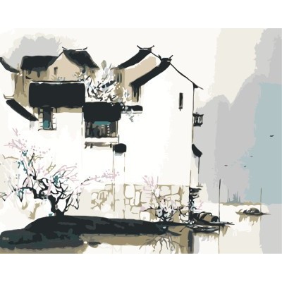 diy picture by numbers acrylic oil painting for bedroom GX7137 2015 new hot chinese town landscape forest photo