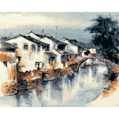 diy picture by numbers acrylic oil painting for bedroom GX7138 2015 new hot chinese town landscape forest photo