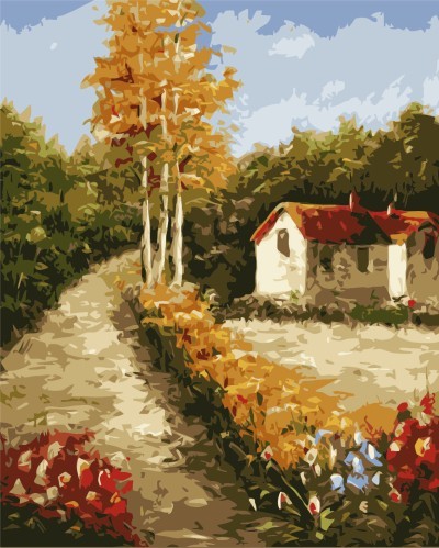 diy painting by numbers village landscape 2015 new hot photo GX7149