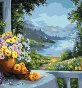 diy picture by numbers acrylic oil painting for bedroom GX7135 2015 new hot landscape flower photo