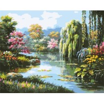 diy painting by numbers naturel landscape oil painting GX7146 2015 new hot photo flower and tree