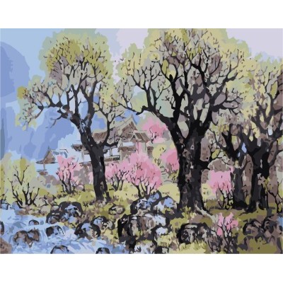 diy oil paint by numbers kit with tree picture on canvas GX7184