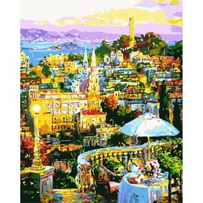 Ciudad paisaje marco de madera pintura by números en la lona GX7189