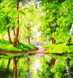oil canvas painting by numbers naturel landscape 2015 new tree design GX7198