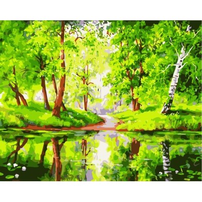 oil canvas painting by numbers naturel landscape 2015 new tree design GX7198