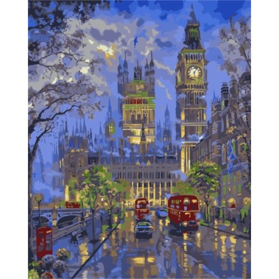 London city landscape wooden frame canvas paint by number for living room decor GX7230