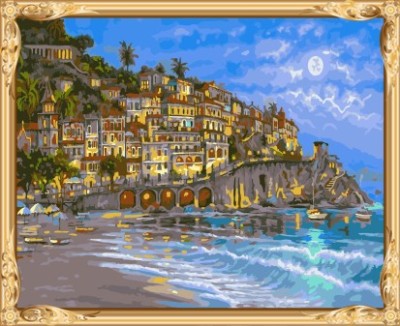 abstaract mediterranean landscape canvas oil painting by numbers for home decor GX7239