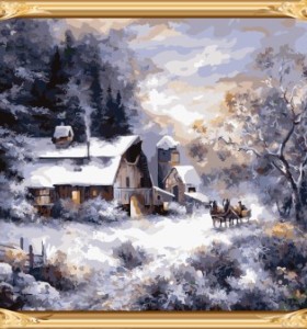 Gx7340 malen eigene leinwand kunst gesetzt Schneelandschaft malen nach zahlen für wand-dekor