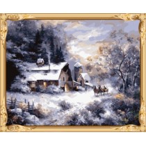 GX7340 paint your own canvas art set snow landscape painting by numbers for wall decor