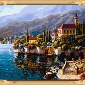 GX7409 wooden frame coloring by numbers hot art landscape oil painting for home decor