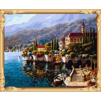 GX7409 wooden frame coloring by numbers hot art landscape oil painting for home decor